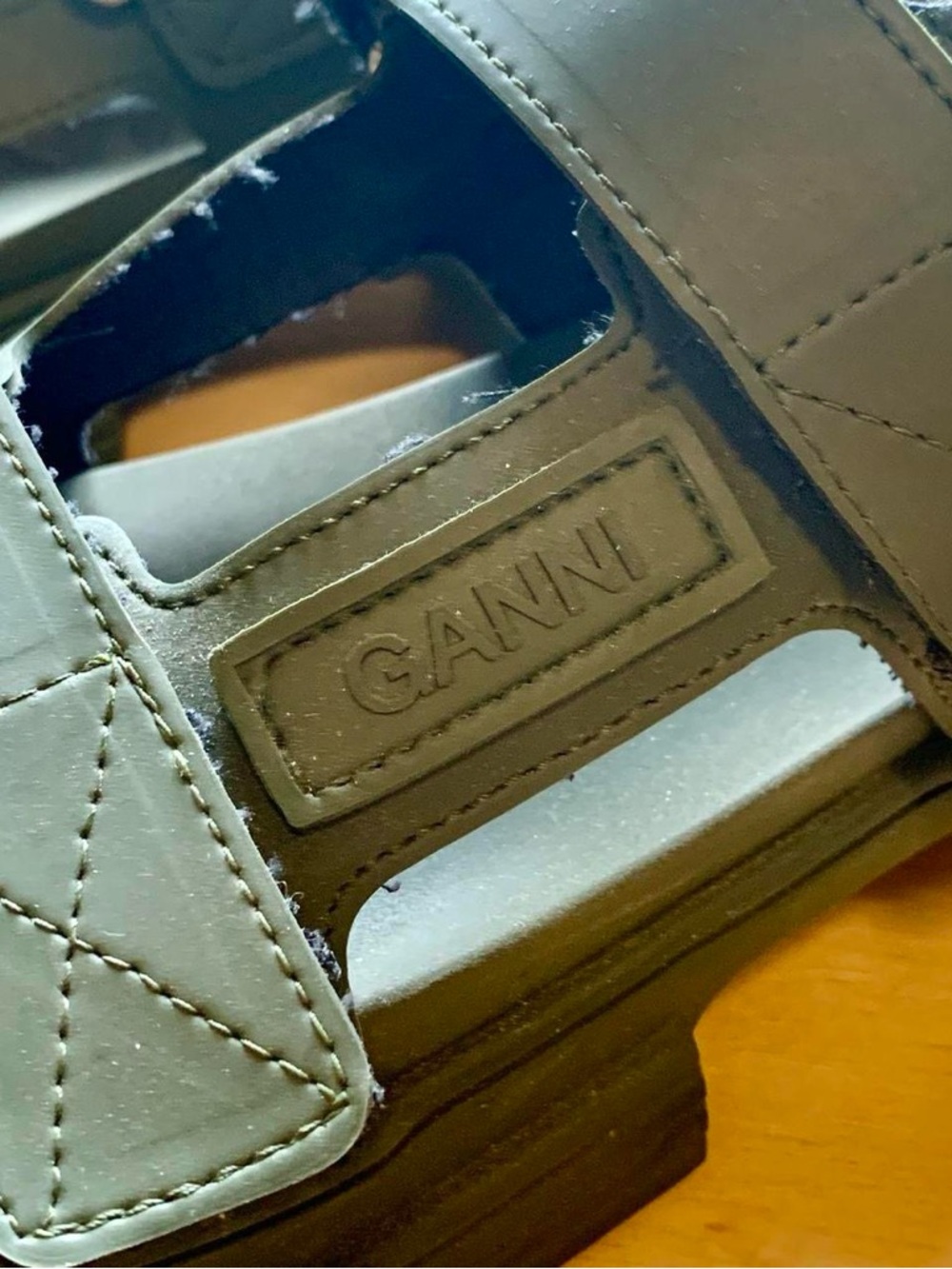 Ganni Olive Green Chunky Strap Platform Sandals - Picture 4 of 4